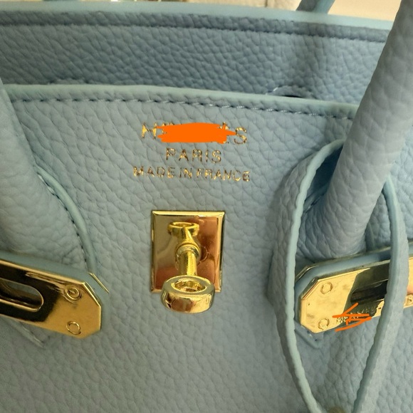 Light Blue Leather 25cm Handbag - Picture 2 of 9